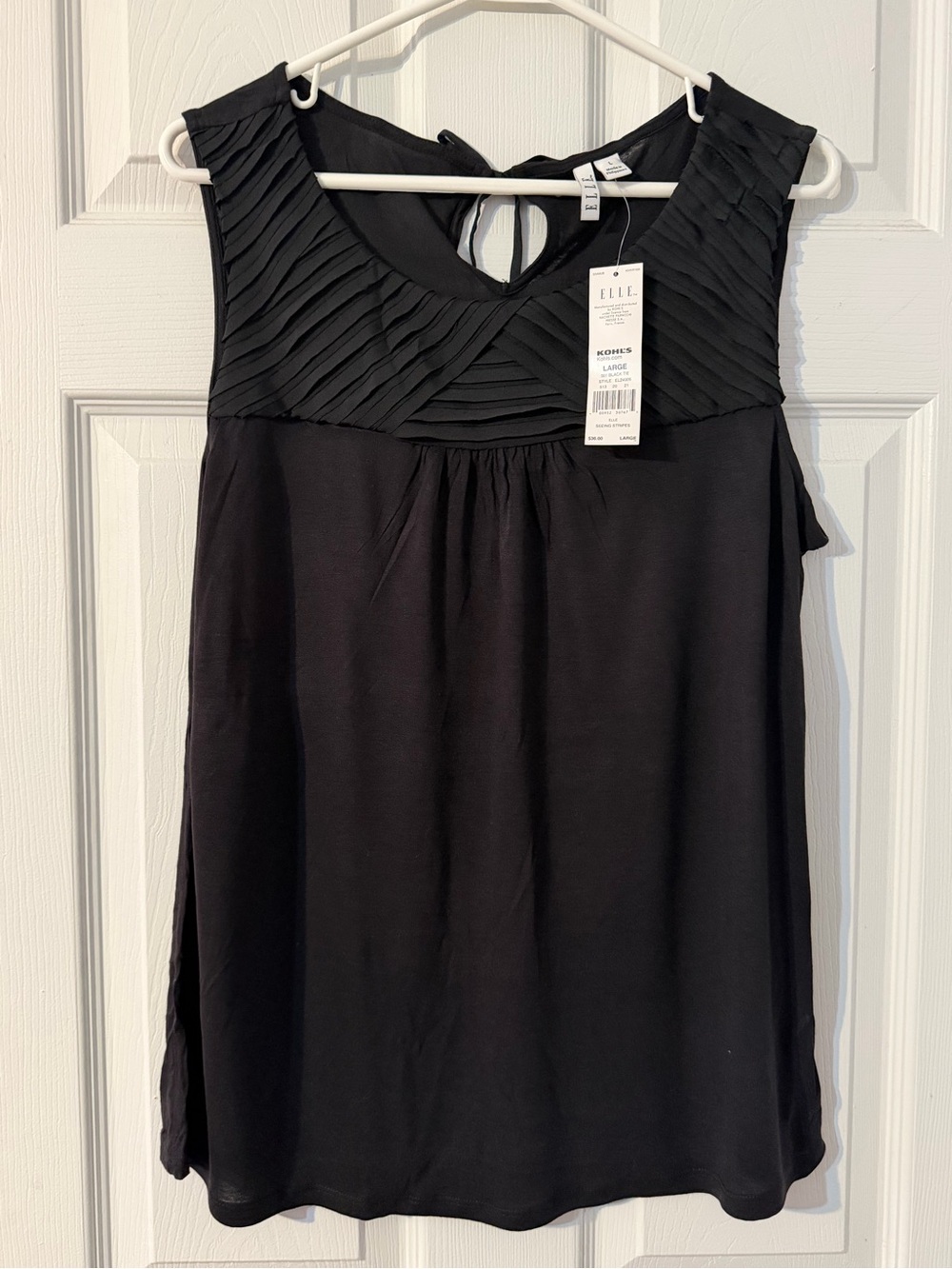 New with Tags Kohls Elle Black Sleeveless Blouse Size Large